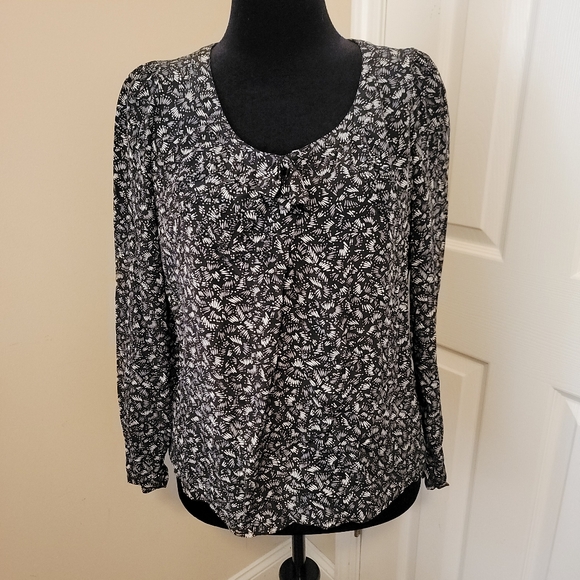 Gerard Darel Tops - Gerard Darel Black, Gray, White Print Silk Long Sleeve Blouse Size 38 (US 6)